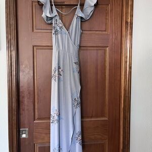 Astr Light Blue Floral Maxi Dress
